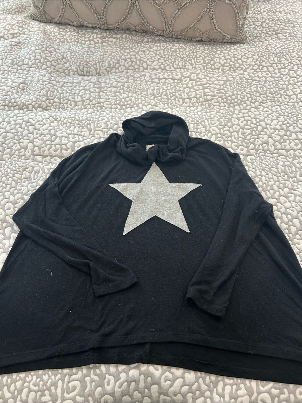 Sundry Black Hoodie with Silver Star Front